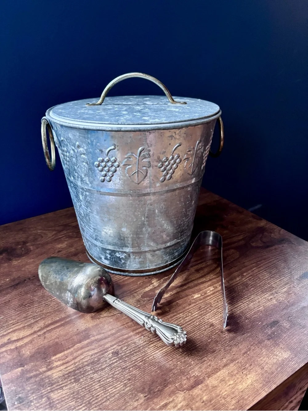 Vintage-Style Galvanized Ice Bucket Set